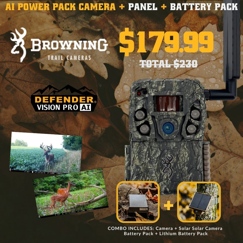 Defender Vision Pro HD AI Power Pack Combo includes Solar Camera Battery Pack and Rechargeable Lithium Battery Pack