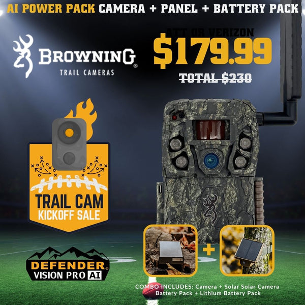 Defender Vision Pro HD AI Power Pack Combo includes Solar Panel and Lithium Battery Pack
