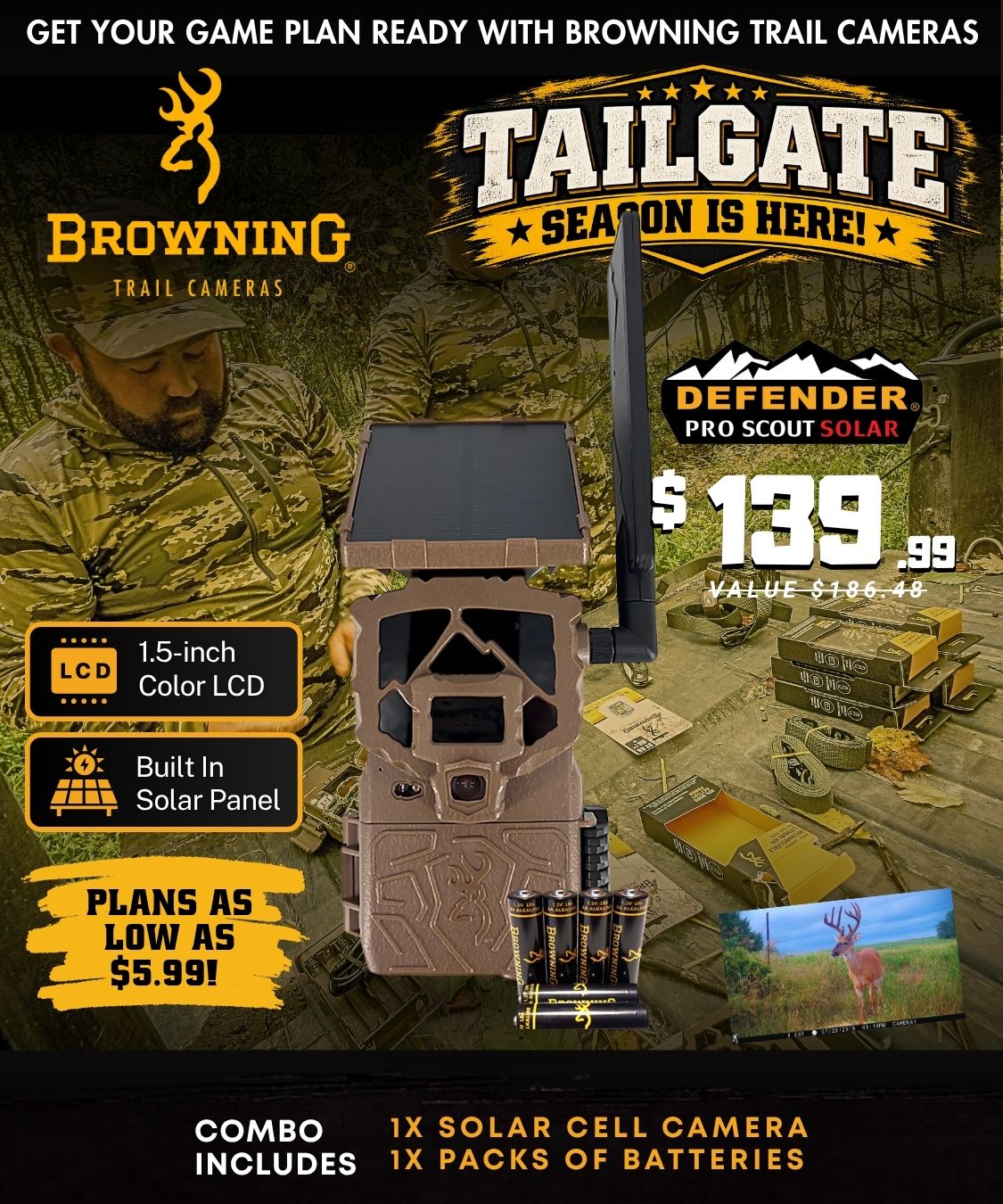 Defender Pro Scout Max HD Solar - Brown (1 Pack Combo) – Browning Trail ...