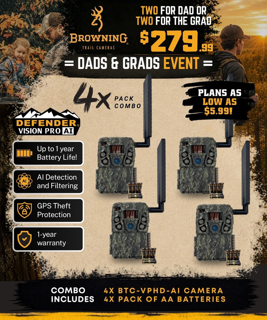 Defender Vision Pro HD AI Memorial Day Sales 4-Pack Combo includes 4 Cameras and 4 Sets of Batteries