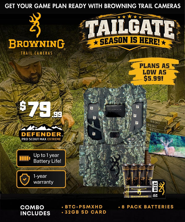 Tailgate Cell Cam Savings Combo - Defender Pro Scout Max Extreme HD, SD Card and Batteries