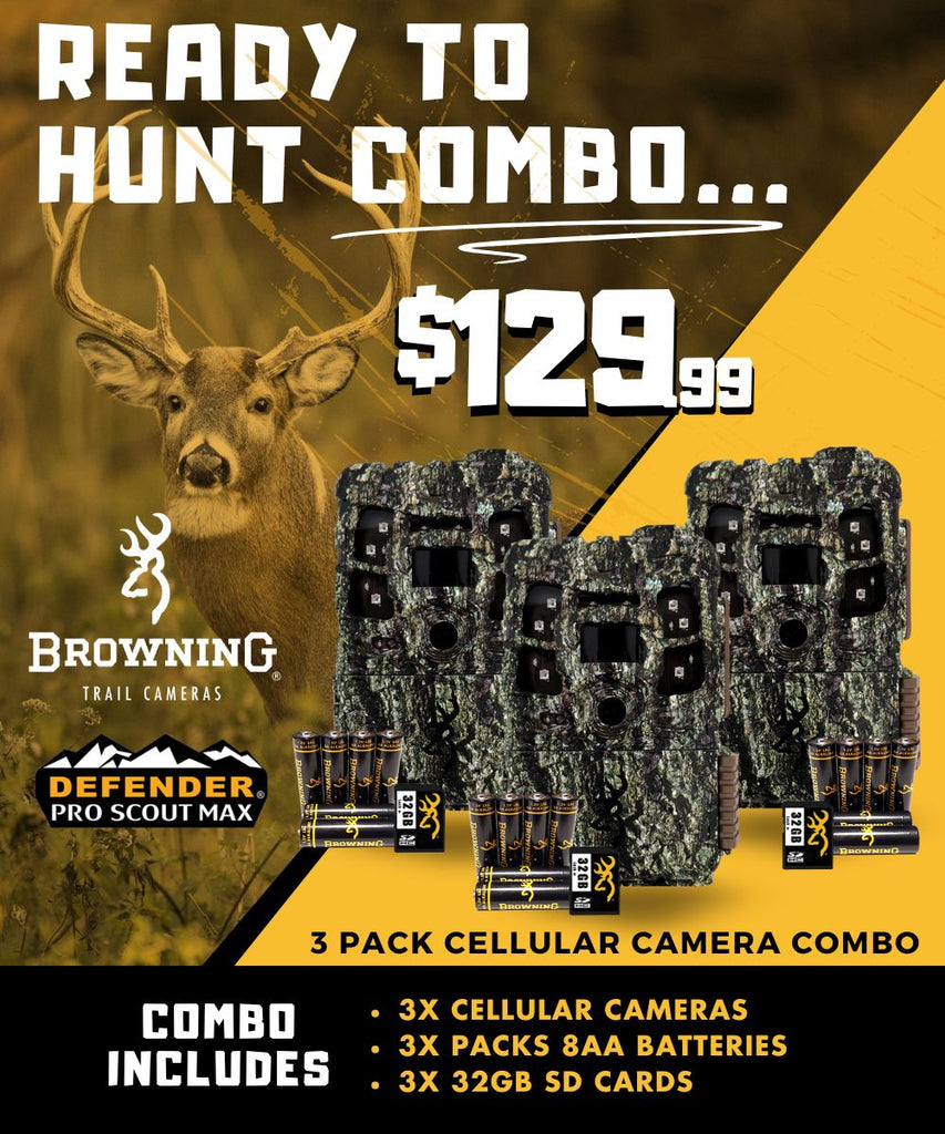 Defender Pro Scout Max - 3-Pack Combo includes 3 Cameras, 3 SD Cards and 3 sets of Batteries