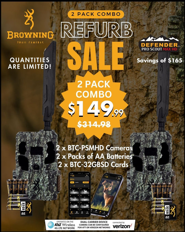 Defender Pro Scout Max HD 2 Pack Combo - Customer Appreciation Sale W/ 2x Cameras, 2x 32 GB SD CARD & 2x BATTERIES